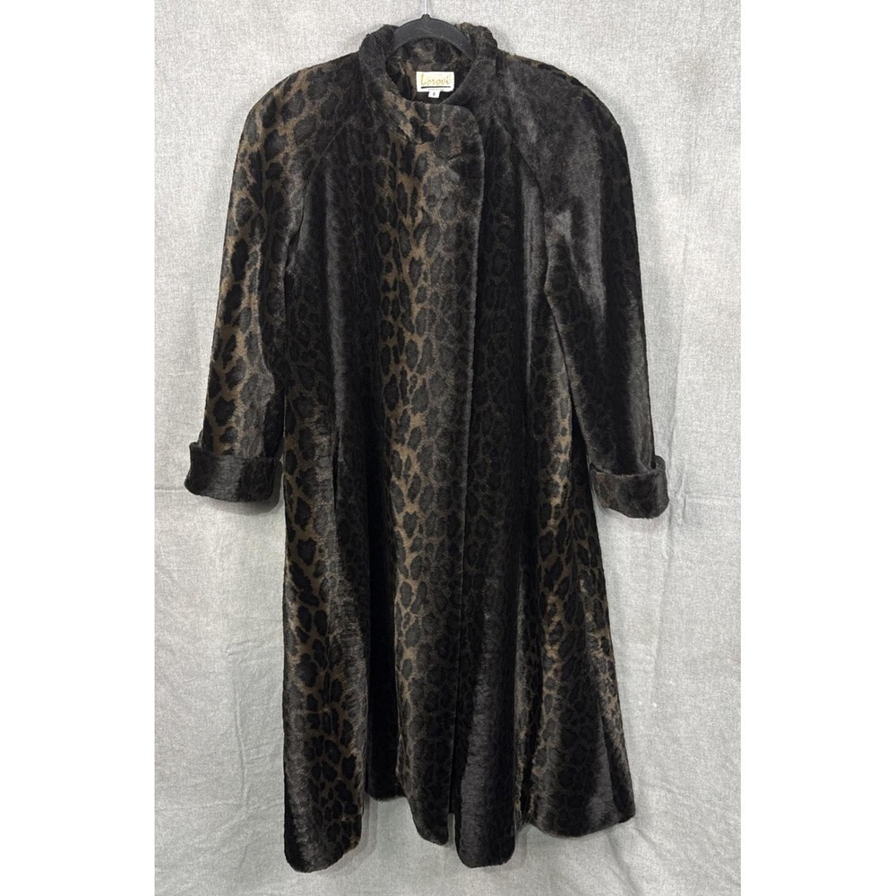 Lorovi Leopard  Print Coat Womens Size 6 Iconic Vintage 70's Made In USA Pockets